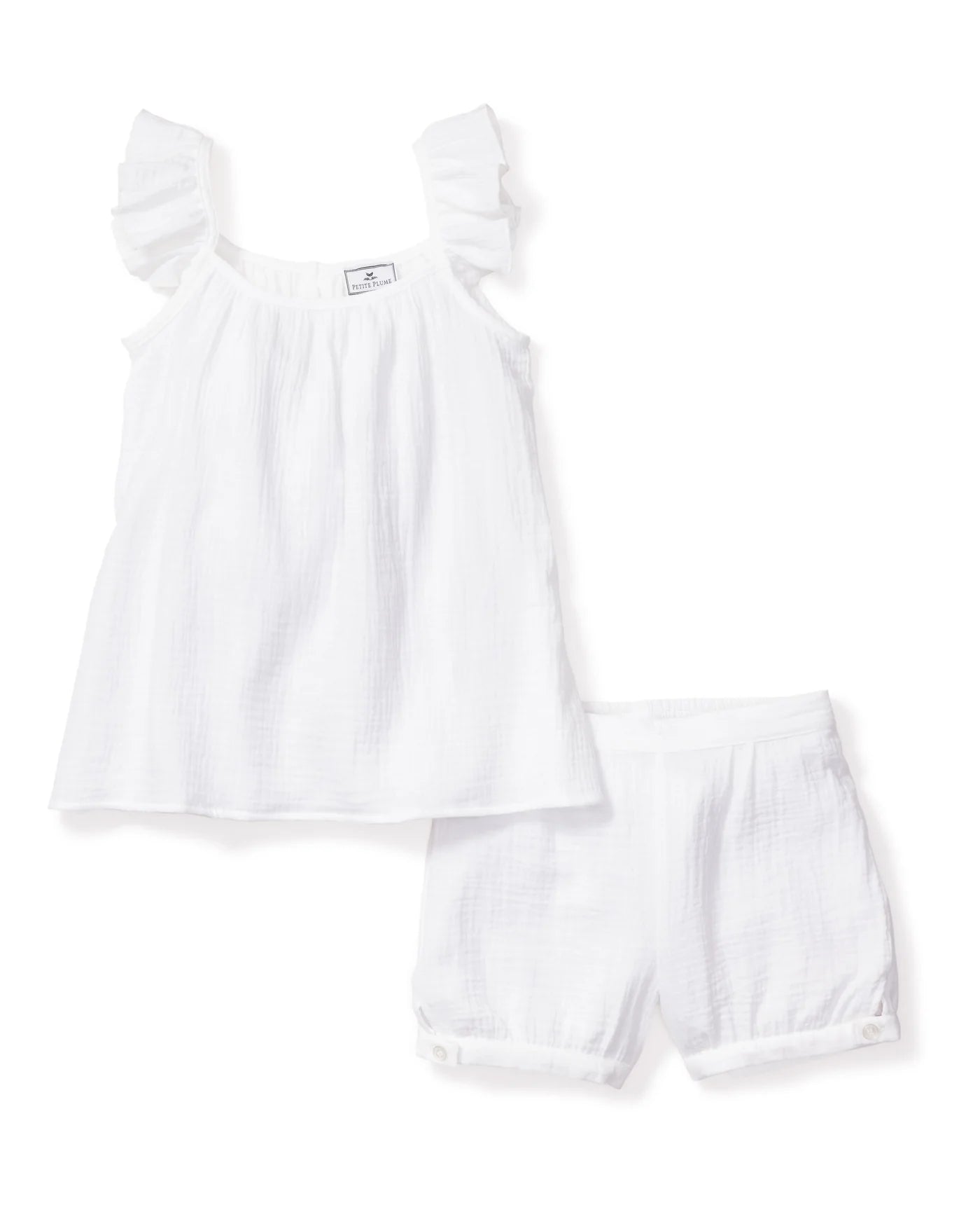 Girl's Gauze Amelie Short Set in White