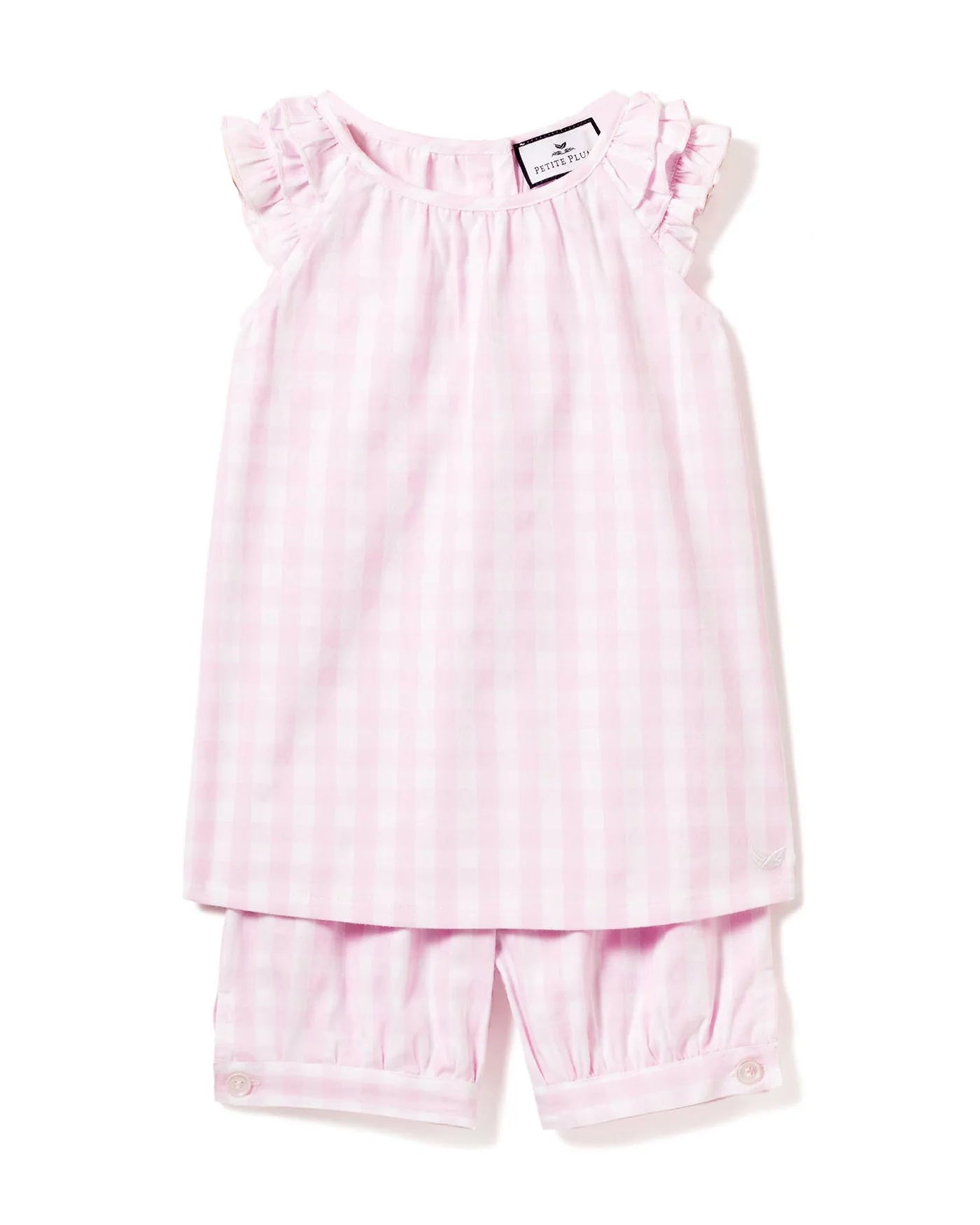 Girl's Twill Amelie Short Set in Pink Gingham