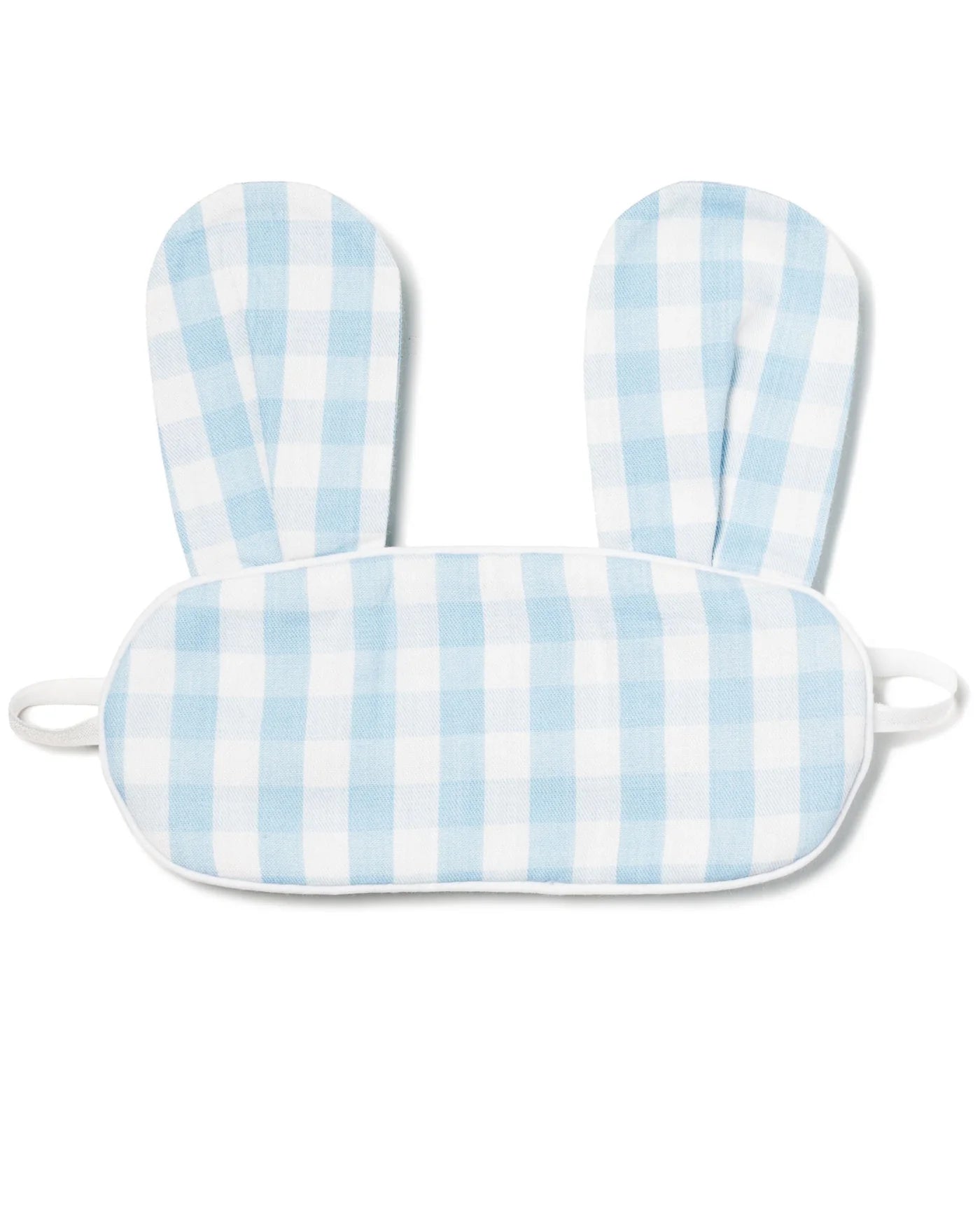 Kid's Twill Bunny Sleep Mask in Light Blue Gingham