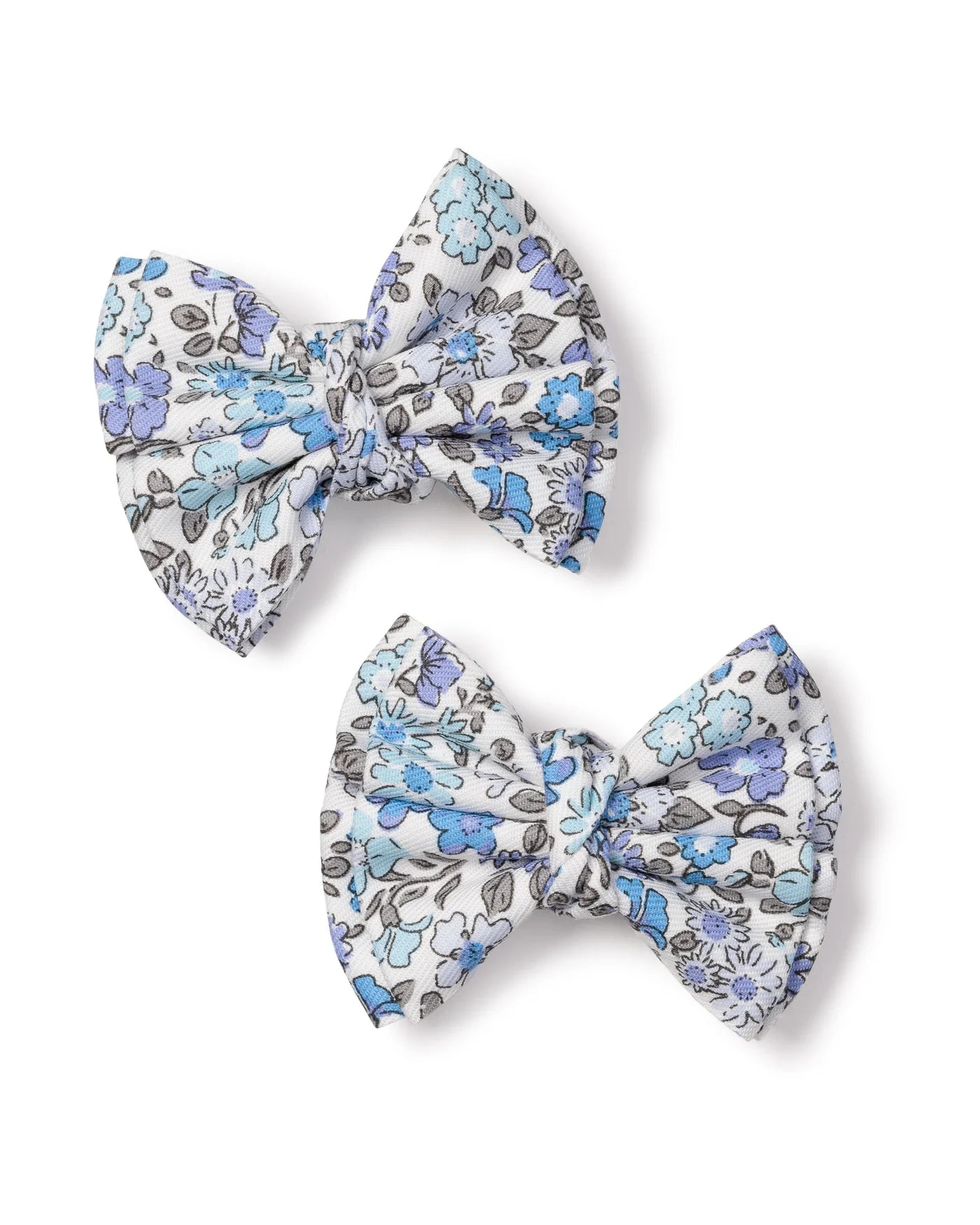 Girl's Twill Hair Bows in Fleur D'Azur