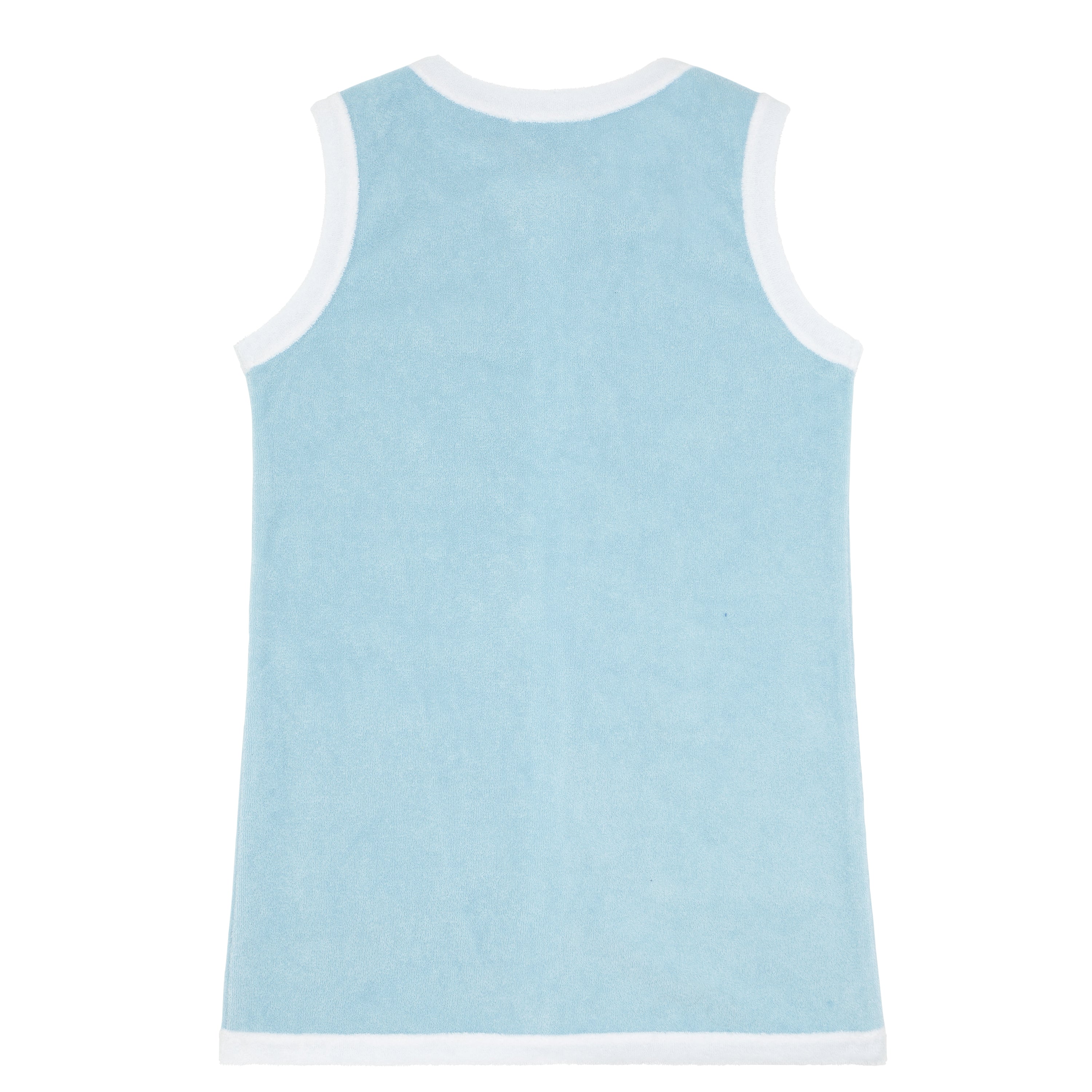 Girls Pacific Blue French Terry Sleeveless Button Down Dress