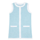 Girls Pacific Blue French Terry Sleeveless Button Down Dress