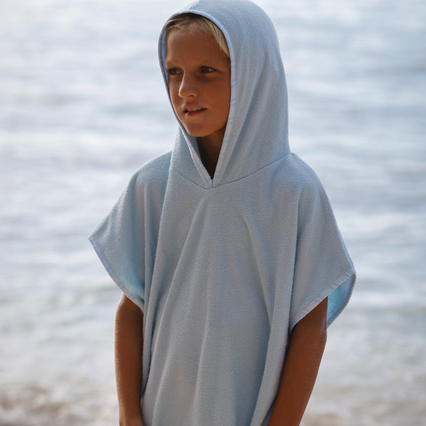 Unisex Pacific Blue French Terry Hooded Coverup