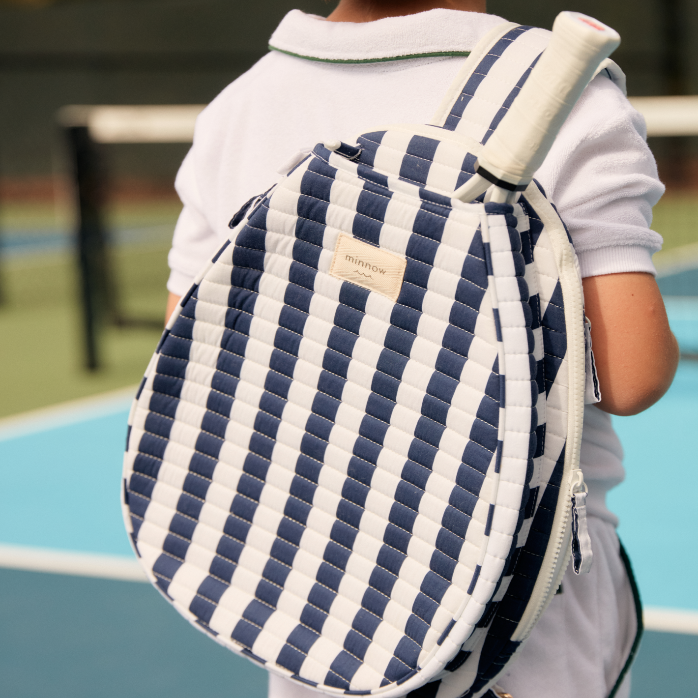 Navy Cabana Stripe Tennis Bag