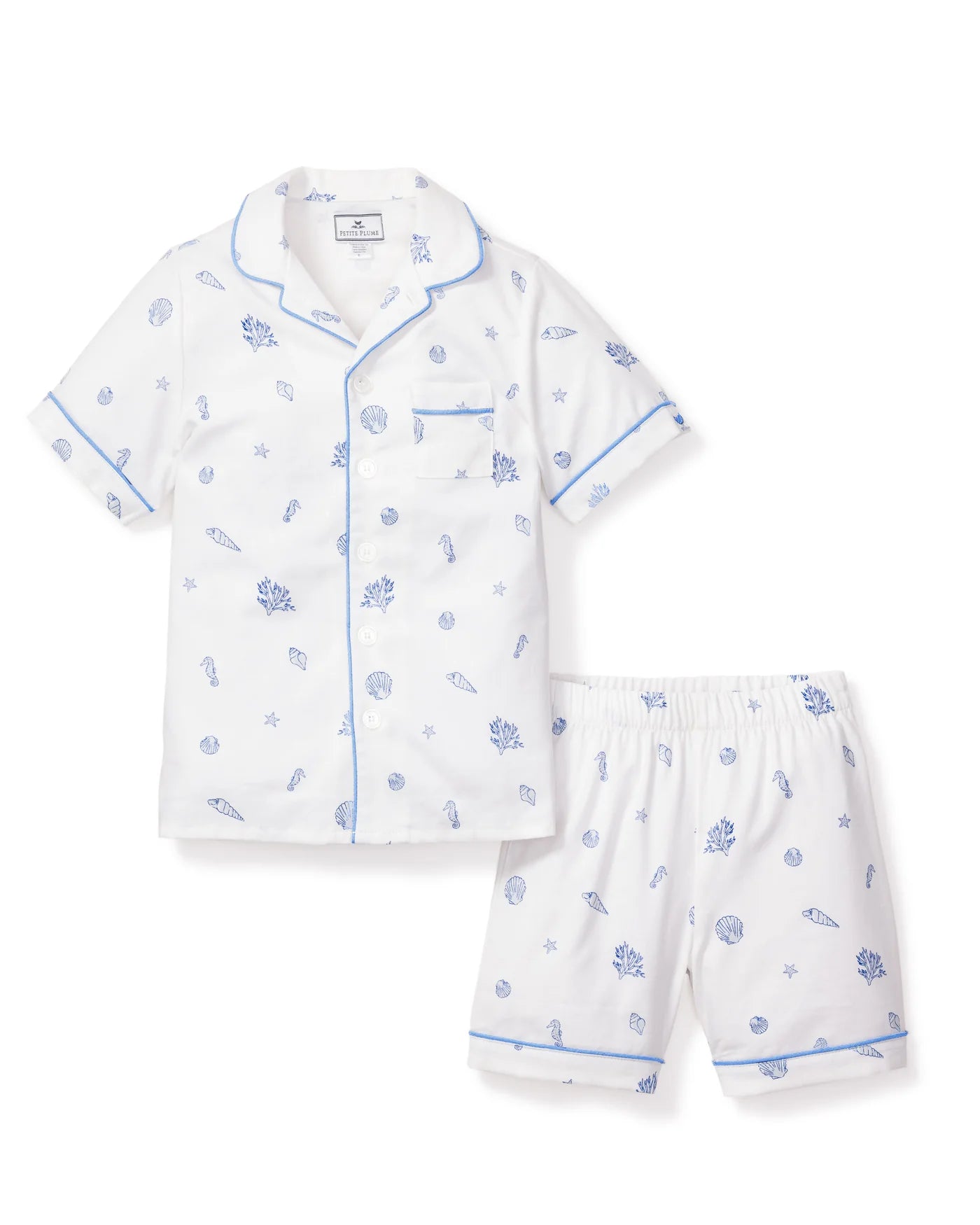 Kid's Twill Pajama Short Set in Suffolk Seashells