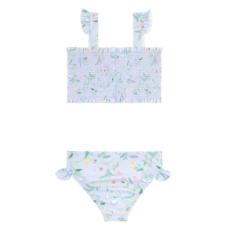 Girls Bay Lavender Floral Smocked Bikini